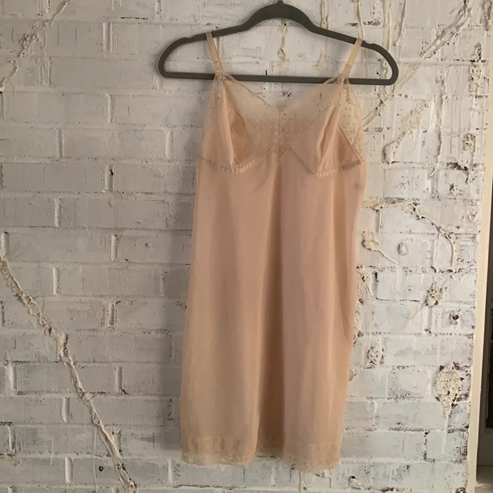 Vintage 60s White Lace Slip- S 36